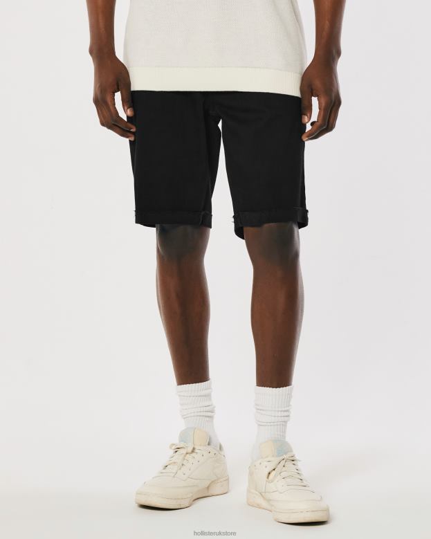 Bottoms Hollister Men Black No Fade Athletic Skinny Denim Shorts 9\\ 488201289 Black
